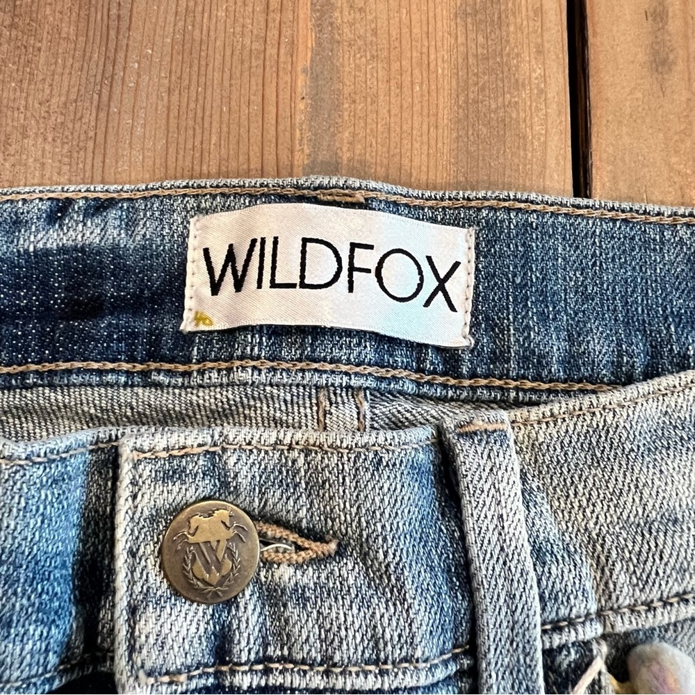 Wildfox Distressed Denim Shorts with Pom Pom Embellishments - Picture 2 of 3